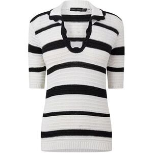 I Saw It First Womens/Ladies Knitted Polo Shirt / Cream/Black